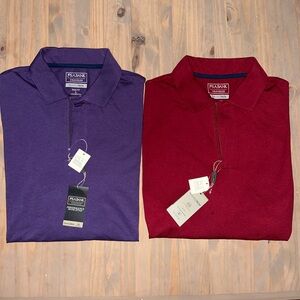 Pair of Jos. A. Bank Slim Fit Long Sleeve Travel Tech Zip Polo Shirts